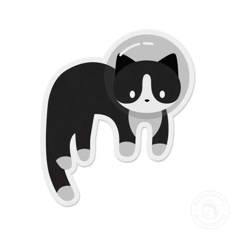 Tuxedo Space Cat Vinyl Sticker – Meow Amor Creative